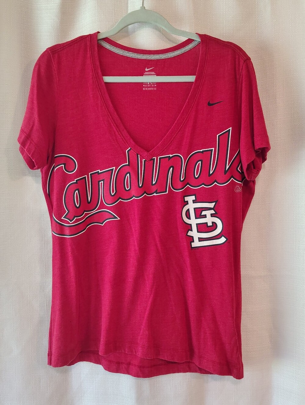 Nike St. Louis Cardinals V-Neck Tee Women's XL Red MLB Graphic T-Shirt